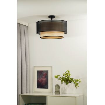 Duolla - Loftlampe WOOD BOHO 1xE27/15W/230V sort/beige