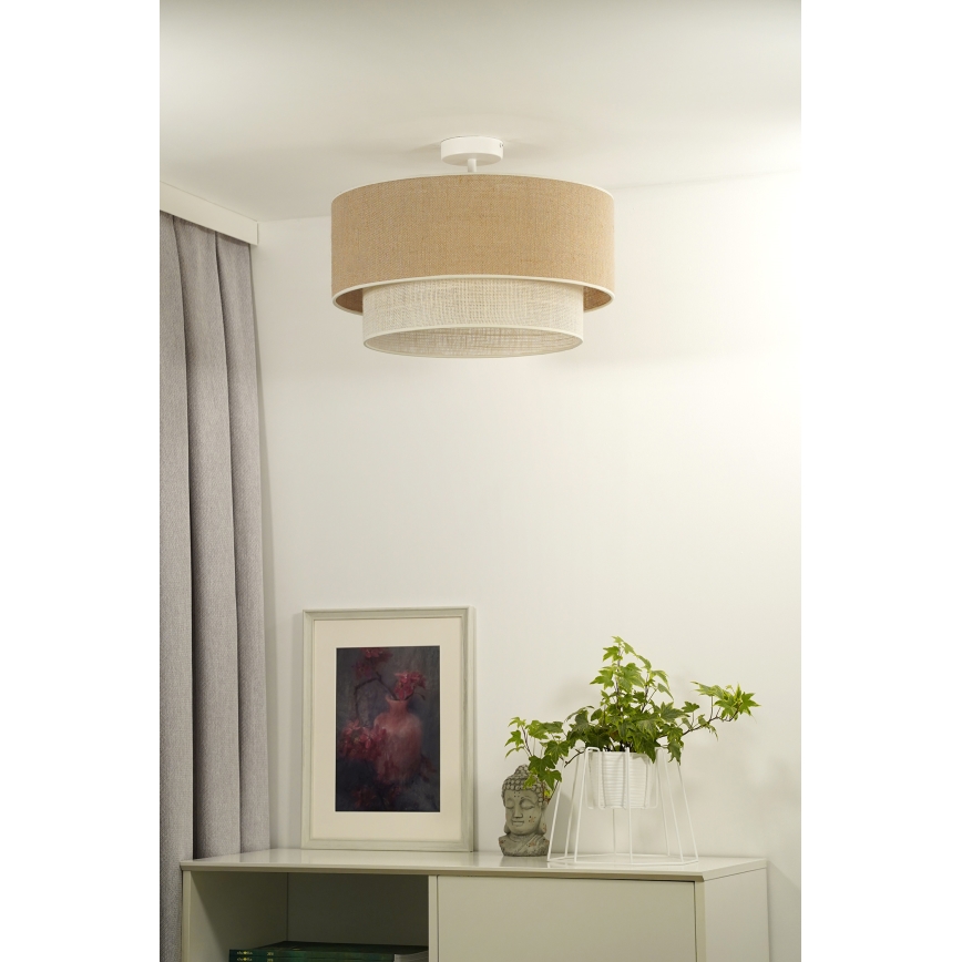 Duolla - Loftlampe YUTE BOHO 3xE27/15W/230V diameter 60 cm brun/grå