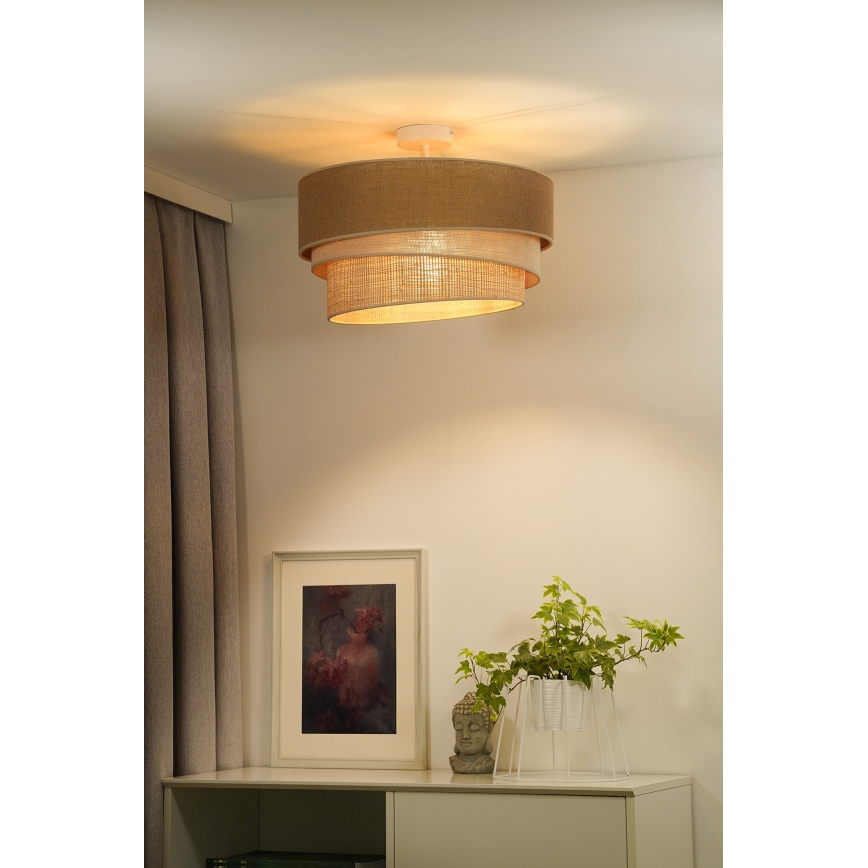 Duolla - Loftlampe YUTE TRIO 3xE27/15W/230V diameter 60 cm brun/grå/beige