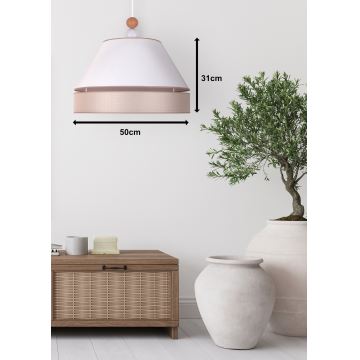 Duolla - Pendel AVIGNON 1xE27/15W/230V diameter 50 cm hvid/beige