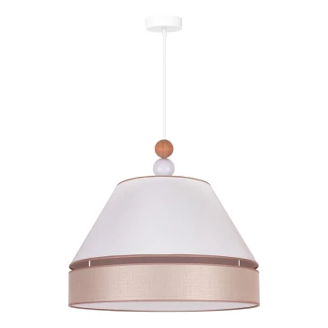 Duolla - Pendel AVIGNON 1xE27/15W/230V diameter 60 cm hvid/beige