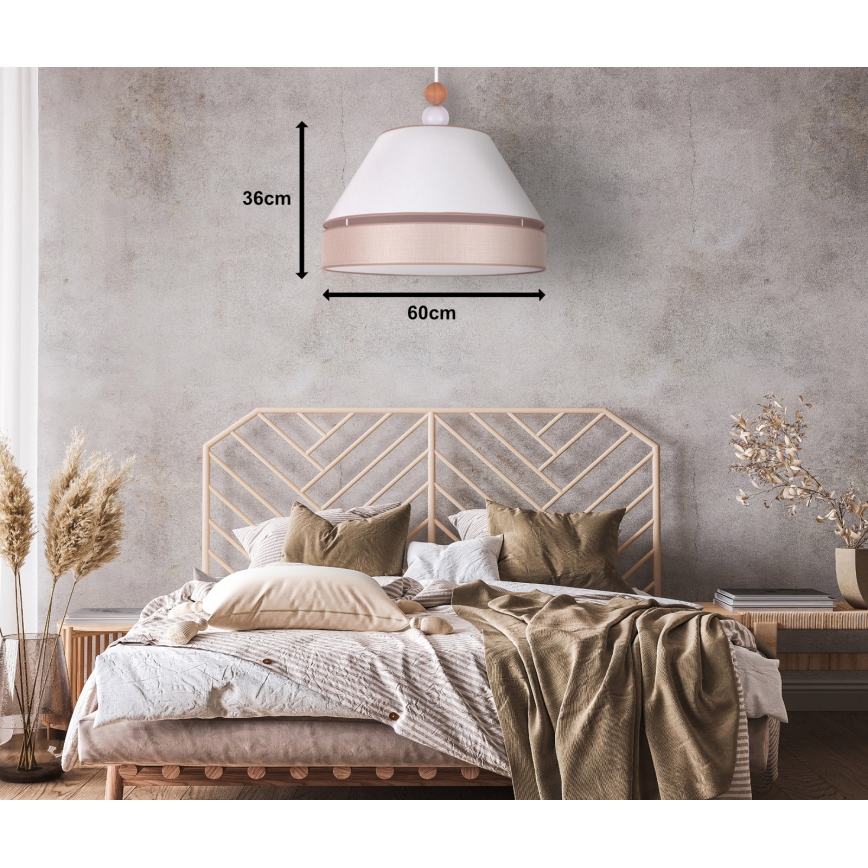 Duolla - Pendel AVIGNON 1xE27/15W/230V diameter 60 cm hvid/beige