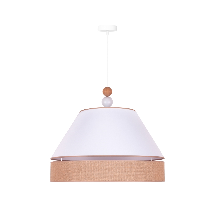 Duolla - Pendel AVIGNON 1xE27/15W/230V diameter 60 cm hvid/brun