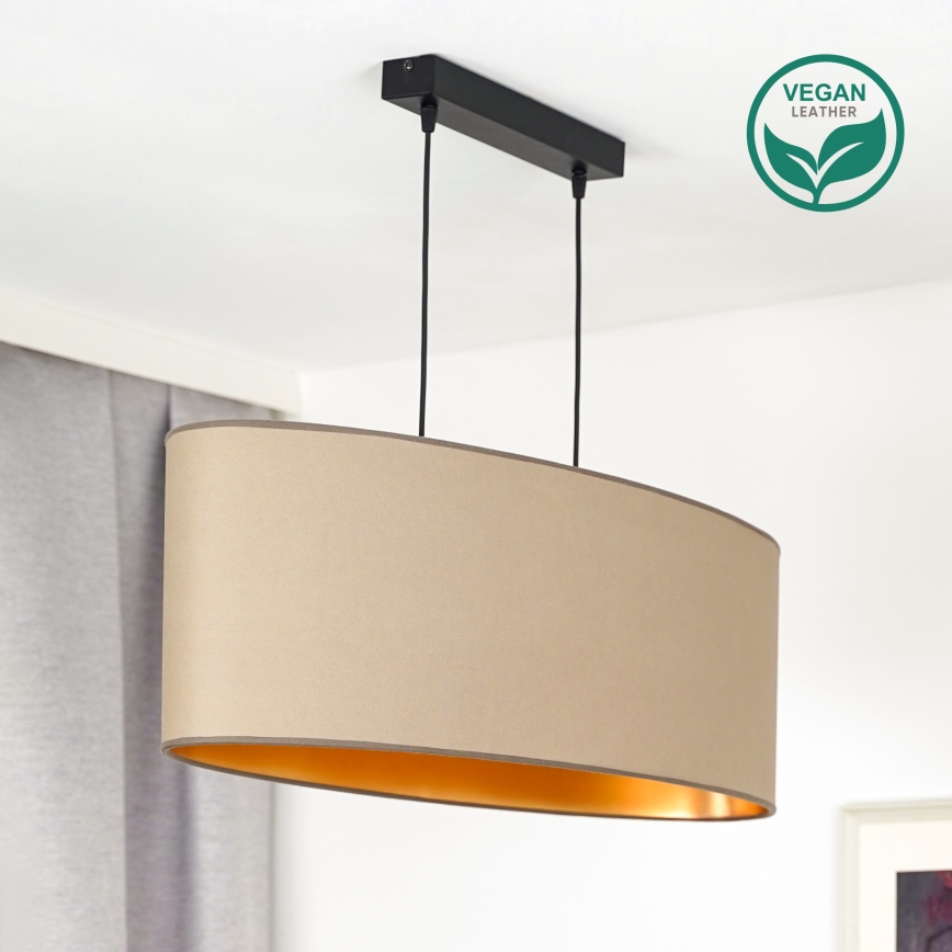 Duolla - Pendel OVAL VEGAN 2xE27/15W/230V beige