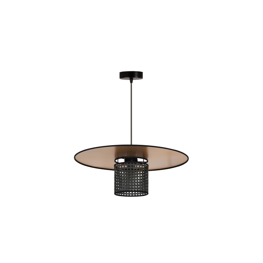 Duolla - Pendel TOKYO RATTAN 1xE27/15W/230V guldfarvet/sort