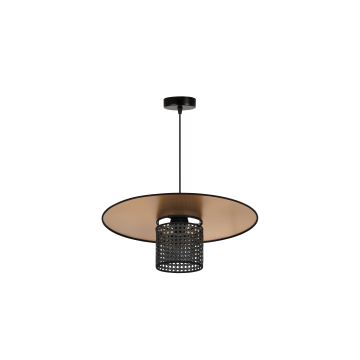 Duolla - Pendel TOKYO RATTAN 1xE27/15W/230V guldfarvet/sort