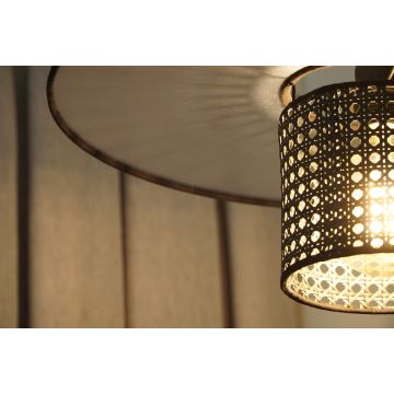 Duolla - Pendel TOKYO RATTAN 1xE27/15W/230V sort/sølvfarvet