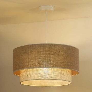 Duolla - Pendel YUTE BOHO 3xE27/15W/230V diameter 60 cm brun/grå