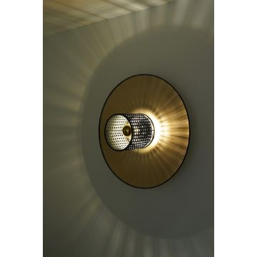 Duolla - Væglampe TOKYO RATTAN 1xE27/15W/230V guldfarvet/sort