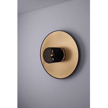 Duolla - Væglampe TOKYO RATTAN 1xE27/15W/230V guldfarvet/sort