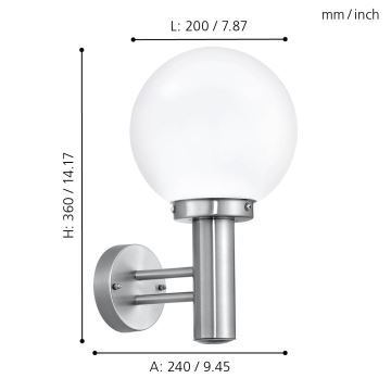 Eglo - Udendørslampe E27/60W/230V IP44