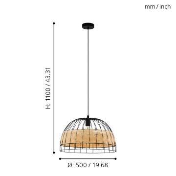 Eglo - Lysekrone i en snor 1xE27/40W/230V