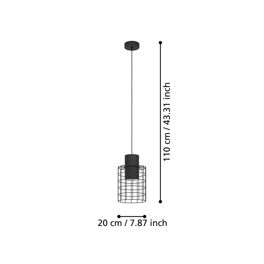 Eglo - Pendel 1xE27/40W/230V diam. 20 cm sort