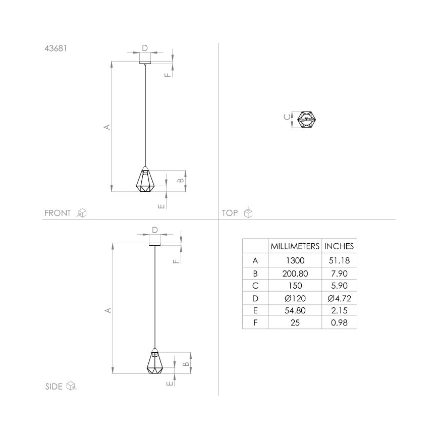 Eglo - Pendel 1xE27/60W/230V diam. 17,5 cm