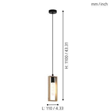 Eglo - Pendel 1xE27/60W/230V - FSC certificeret