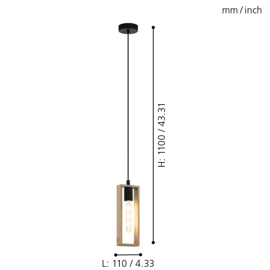 Eglo - Pendel 1xE27/60W/230V - FSC certificeret