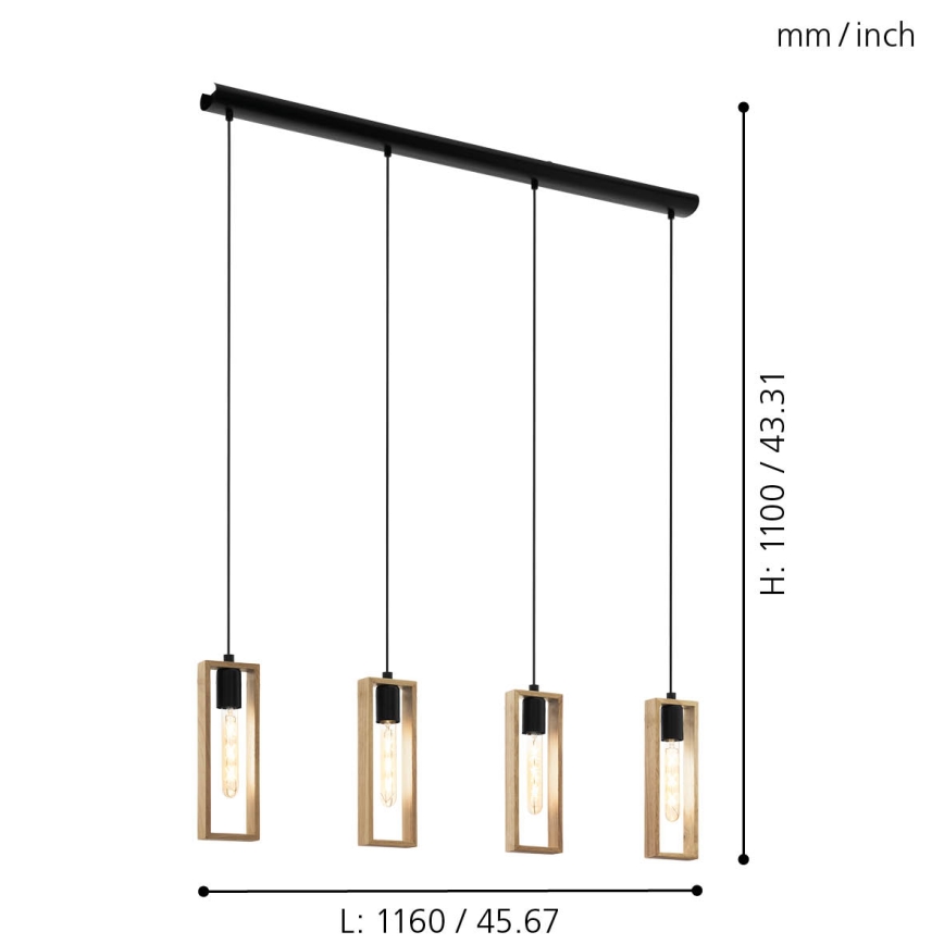 Eglo - Pendel 4xE27/60W/230V - FSC certificeret