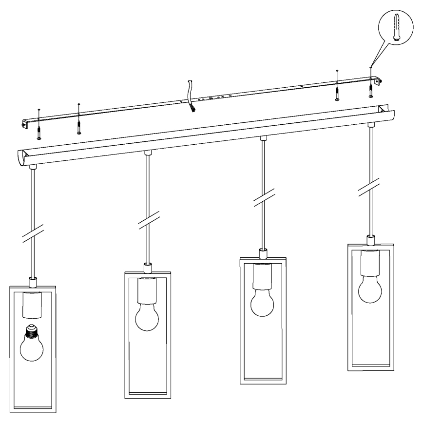 Eglo - Pendel 4xE27/60W/230V - FSC certificeret