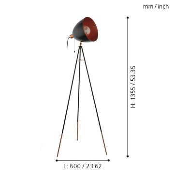 Eglo - Gulvlampe 1xE27/60W/230V