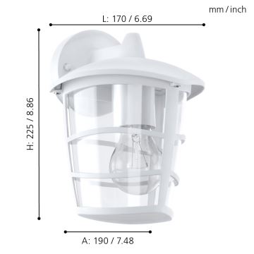 Eglo - Udendørs LED væglampe 1xE27/8,5W/230V IP44