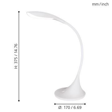 Eglo - LED bordlampe dæmpbar DAMBERA 1xLED/4,5W/230V hvid