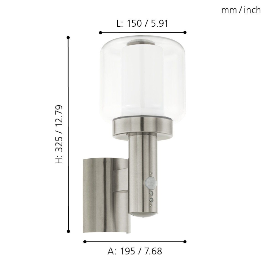 Eglo - Udendørs væglampe med sensor 1xE27/40W IP44