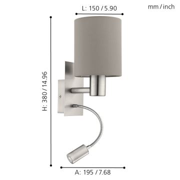 Eglo - LED væglampe 1xE27/40W+LED/3,8W beige