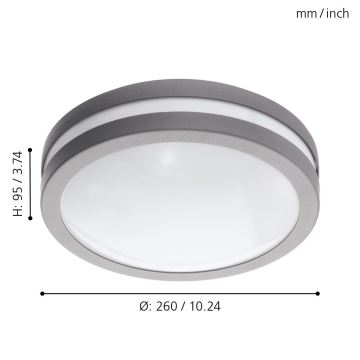 Eglo - LED loftlampe til badeværelse dæmpbar LOCANA-C LED/14W IP44 grå