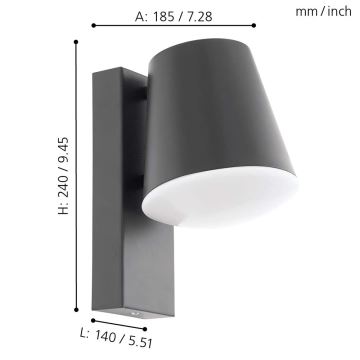 Eglo - Udendørs LED væglampe dæmpbar CALDIERO-C 1xE27/9W/230V IP44