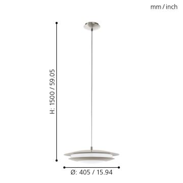 Eglo 98043 - LED pendel dæmpbar RGBW-farver MONEVA LED/18W/230V