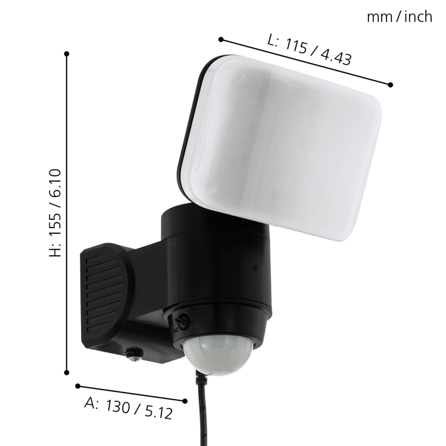 Eglo - Soldrevet LED væglampe med sensor LED/3,7V IP44