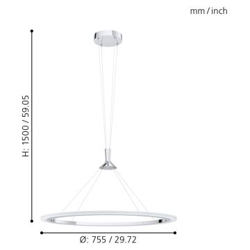 Eglo - LED pendel dæmpbar RGB-farver HORNITOS-C LED/37W/230V + fjernbetjening