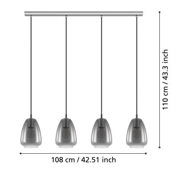 Eglo - Lysekrone i en snor 4xE27/40W/230V