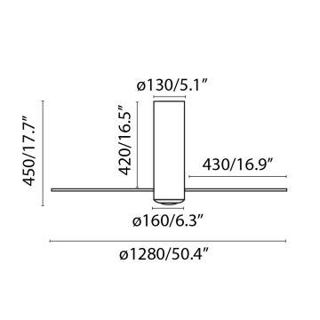 FARO 32037WP - Loftventilator TUBE FAN diam. 128 cm sort/brun  + fjernbetjening