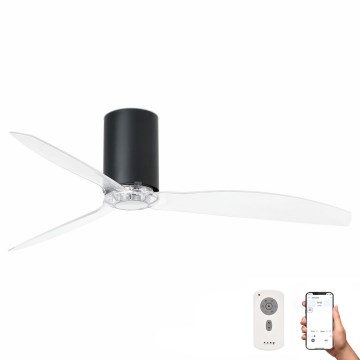 FARO 32041WP - Loftventilator MINI TUBE FAN M sort/transparent diameter 128 cm SMART + fjernbetjening