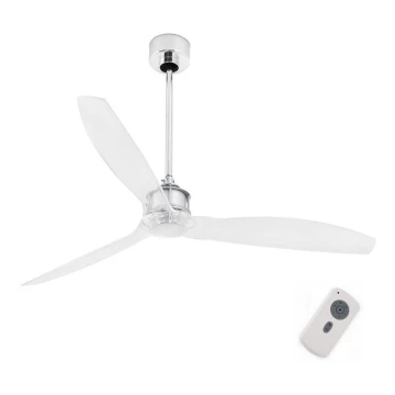 FARO 33394 - Loftventilator JUST FAN skinnende krom/transparent + fjernbetjening