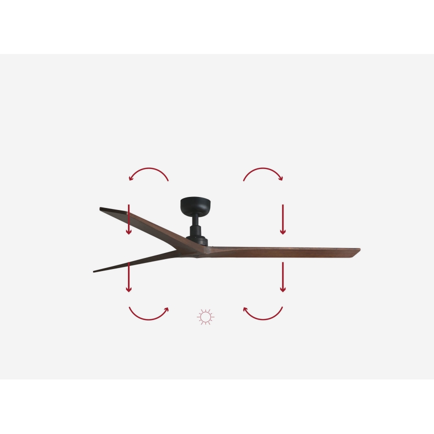 FARO 34276WP - Loftventilator KLIM L træ/sort diameter 150 cm + fjernbetjening