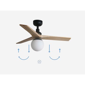 FARO 34284-11L - Loftventilator KLIM S 1xE27/15W/230V træ/sort diameter 92,5 cm + fjernbetjening