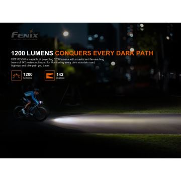 Fenix BC21RV30 - LED cykellygte genopladelig LED/USB IP68 1200 lm 33 timer