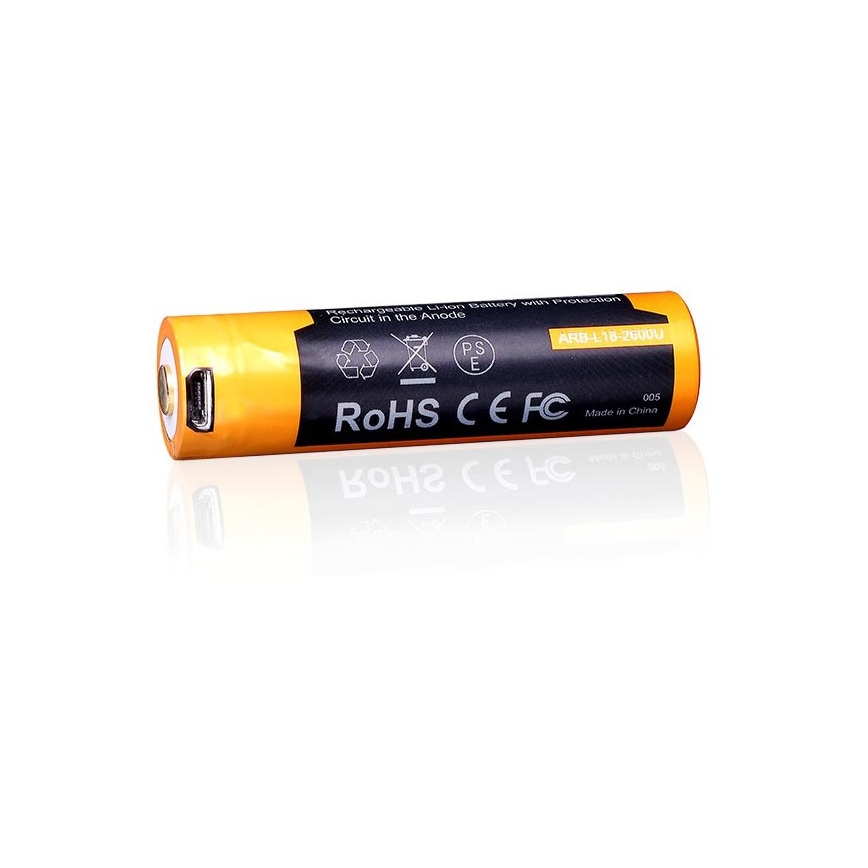 Fenix FE18650LI26USB - Genopladeligt batteri 1 stk. USB/3,6V 2600mAh