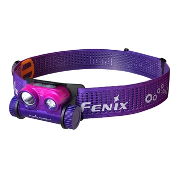 Fenix HM65RDTNEB -Genopladelig LED pandelampe LED/USB IP68 1500 lm 300 timer lilla/lyserød