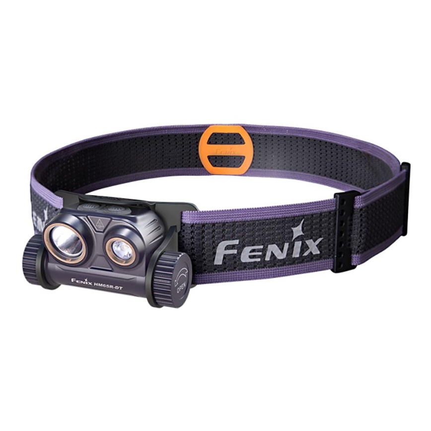 Fenix HM65RDTPRP - Genopladelig LED pandelampe LED/USB IP68 1500 lm 300 timer lilla/sort