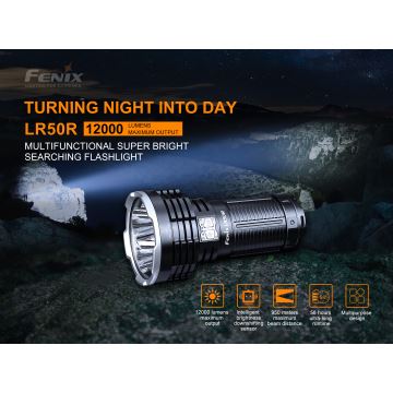 Fenix LR50R - LED lommelygte genopladelig 4xLED/USB IP68 12000 lm 58 timer