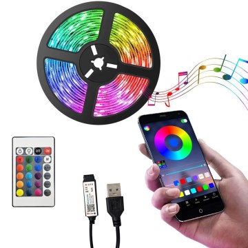 Fleksibel LED strip m. RGB-farver dæmpbar LED/6W/5V USB 2 m + fjernbetjening