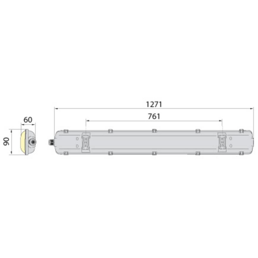 Fluorescerende arbejdslampe 2xG13/18W/230V IP65 1270 mm