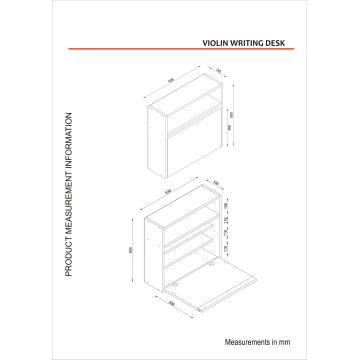 Foldbart arbejdsbord VIOLIN 64x37 cm hvid