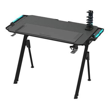 Gamer-bord FALCON med LED-lys RGB-baggrundslys 116x60 cm sort