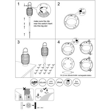 Globo - LED solcellelampe LED/1,44W/2,2V 1800K IP44