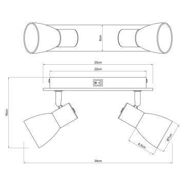 Globo - Vægspot 2xE14/40W/230V sort/træ