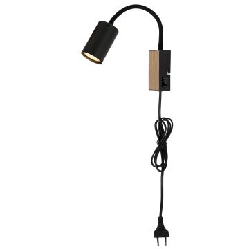 Globo - Fleksibel væglampe 1xGU10/35W/230V sort/brun